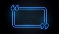 neon blue quotation frame with text space
