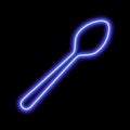 Neon blue spoon silhouette on a black background