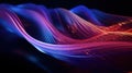 Neon blue ultraviolet linear waves abstract background. Generative AI