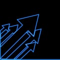 Neon blue upward moving arrow. Success Idea phase icon neon concept Royalty Free Stock Photo