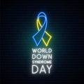 Neon Blue and yellow awareness ribbon.