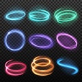 Neon Blurry Motion Circles Set Royalty Free Stock Photo