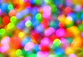 Neon bokeh background with blue, yellow and pink colors. Blur halftone glitter texture. Blurred night lights glow Royalty Free Stock Photo