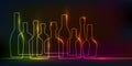 Neon bottles with alcohol.Drink Background.Continuous line drawing.Vector illustration Royalty Free Stock Photo