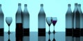 Neon bottles and glasses banner Royalty Free Stock Photo