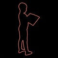 Neon boy reading book standing Teen male with open book in his hands Cute schoolboy read Ready to back to school concept