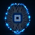 Neon brain. Cpu. Circuit board Royalty Free Stock Photo