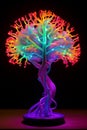 Neon Brain Nerves or Synapses, Generative AI Royalty Free Stock Photo