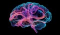 Neon Brain Visualization with Colorful Neural Pathways and Connections in 3D Representation