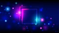 Neon bright party background colorful abstract glowing frame, multicolor square place for text, sparkles