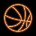 Neon brown form of basketball on a black background