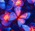 Neon Butterfly Dreams Vibrant Digital Art Royalty Free Stock Photo