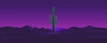 Neon cactus on a purple desert landscape at twilight