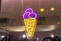 Neon cafe sign icecream purple signboard party symbol showcase Royalty Free Stock Photo