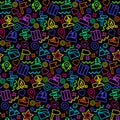 Neon Camping Flat Seamless Pattern