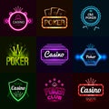 Neon Casino Emblems Royalty Free Stock Photo