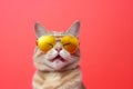 neon cat portrait colourful fashion pet funny sunglasses cute animal. Generative AI.