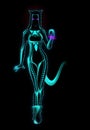 Neon Cat Women Royalty Free Stock Photo