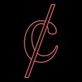 Neon cent symbol sign dollor money red color vector illustration image flat style Royalty Free Stock Photo