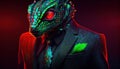 neon chameleon wearing suit, digital art illustration, Generative AI Royalty Free Stock Photo