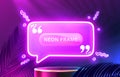 Neon chat frame, bubble led talk. Vector