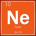 Neon chemical element, orange square symbol