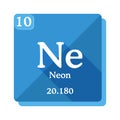 Neon chemical element. Periodic table of the elements.