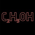 Neon chemical formula C2H5OH ethanol Ethyl alcohol red color vector illustration image flat style Royalty Free Stock Photo