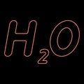 Neon chemical formula H2O Water red color vector illustration image flat style Royalty Free Stock Photo