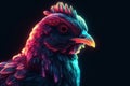 Neon chicken bird portrait. Generate Ai Royalty Free Stock Photo