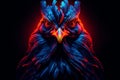 Neon chicken bird portrait. Generate Ai Royalty Free Stock Photo