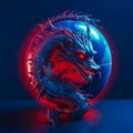 Neon Chinese dragon emblem. The symbol of 2024