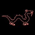 Neon chinese dragon red color vector illustration image flat style