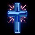 Neon Church Cross Light Sign Royalty Free Stock Photo