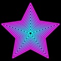 Star neon retro 80s pink and blue black background Royalty Free Stock Photo