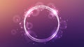 Neon circle frame with shining effects and sparkles Royalty Free Stock Photo