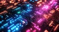 Neon circuit patterns abstract background. High-tech and futuristic design