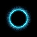 Neon circular shape of sound wave form. Neon circle with dots and waves. Light effect on black background. Vector Royalty Free Stock Photo