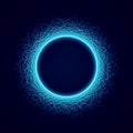 Neon circular shape of Soundwave form. Audio equalizer. Sound impulse visualization. Neon circle with dots light effect Royalty Free Stock Photo