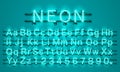 Neon city color lime green font. English alphabet. Royalty Free Stock Photo