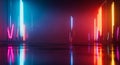 Neon City Reflections with Futuristic Light Bars Royalty Free Stock Photo
