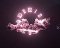 Neon Clock In The Clouds