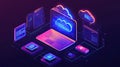 Neon Cloud Computing Network Royalty Free Stock Photo