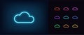 Neon cloud icon. Glowing neon cloud sign, outline technology pictogram