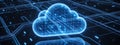 Neon Cloud Network: Future Tech Visualization Royalty Free Stock Photo