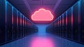 Neon Cloud Server Room - Futuristic Tech Infrastructure Royalty Free Stock Photo