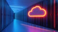 Neon Cloud Server Room - Futuristic Tech Infrastructure Royalty Free Stock Photo