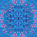 Neon Clover field seamless pattern. Cool psychodelic turquoise pink gamma.