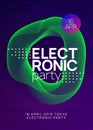 Neon club flyer. Electro dance music. Trance party dj. Electroni