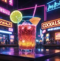 Neon Cocktails Image in Japan Anime Style